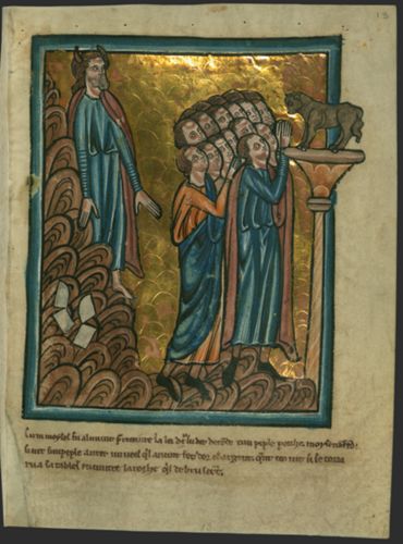 The Israelites Worship the Golden Calf, from Bible pictures by William de Brailes