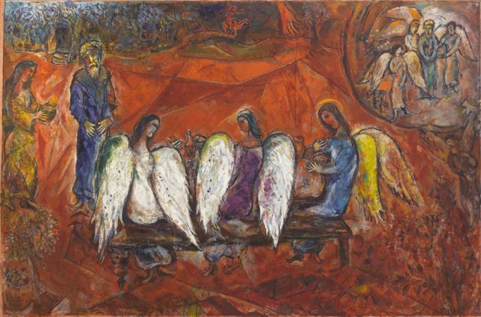 Abraham and the Three Angels by Marc Chagall