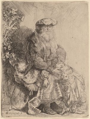 Abraham Caressing Isaac by Rembrandt van Rijn