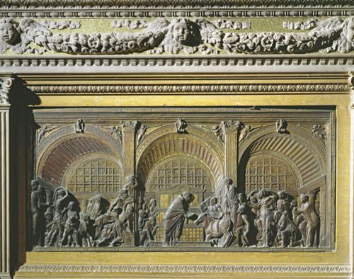 The Ass of Rimini Kneeling before the Host, Main altar by Donatello