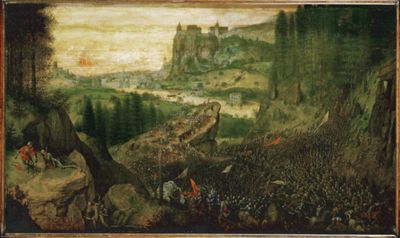 The Suicide of Saul in the Battle of Mount Gilboa against the Philistines by Pieter Bruegel I 
