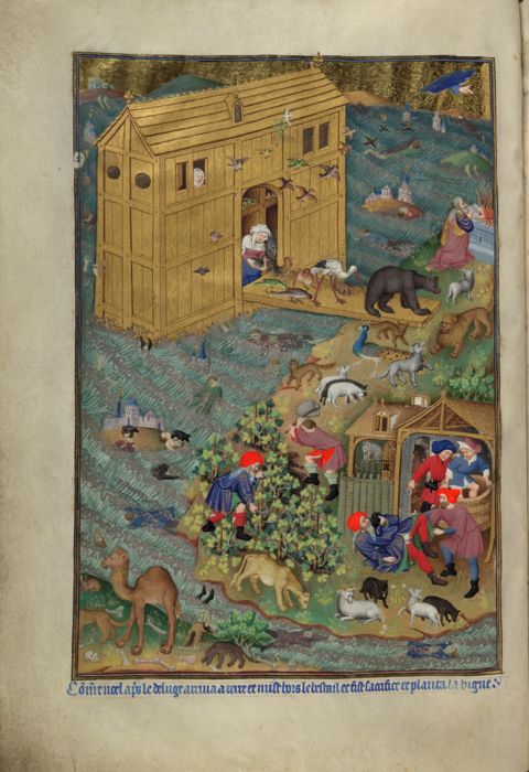 The Exit from the Ark, illumination from the Bedford Hours by Master of the Munich Golden Legend
