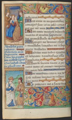 Solomon Enthroned, Surrounded by Three Women, from Book of Hours (MS H.5), Unknown French artists [Paris]