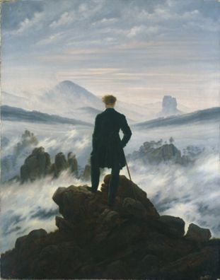 Wanderer above the Sea of Fog (Der Wanderer über dem Nebelmeer) by Casper David Friedrich