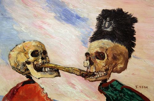 Skeletons Fighting over a Pickled Herring (Squelettes se disputant un hareng-saur) by James Ensor