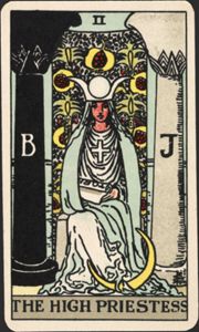 High Priestess from the series of 22 Major Arcana, popularly known as the Waite pack by Pamela Colman Smith