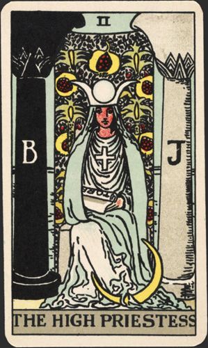 High Priestess from the series of 22 Major Arcana, popularly known as the Waite pack by Pamela Colman Smith