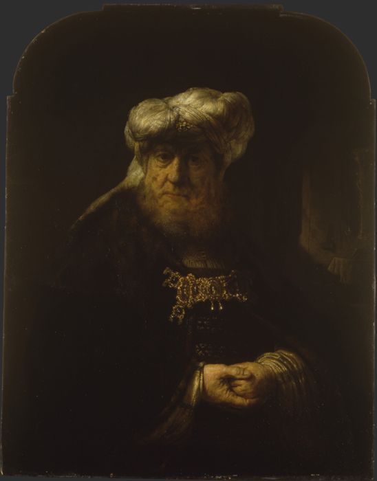 A man in Oriental Costume (King Uzziah Stricken by Leprosy) by Rembrandt van Rijn 