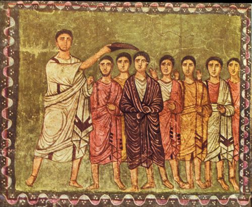 Samuel Anoints David, wall painting from the Dura-Europos Synagogue by Unknown artist