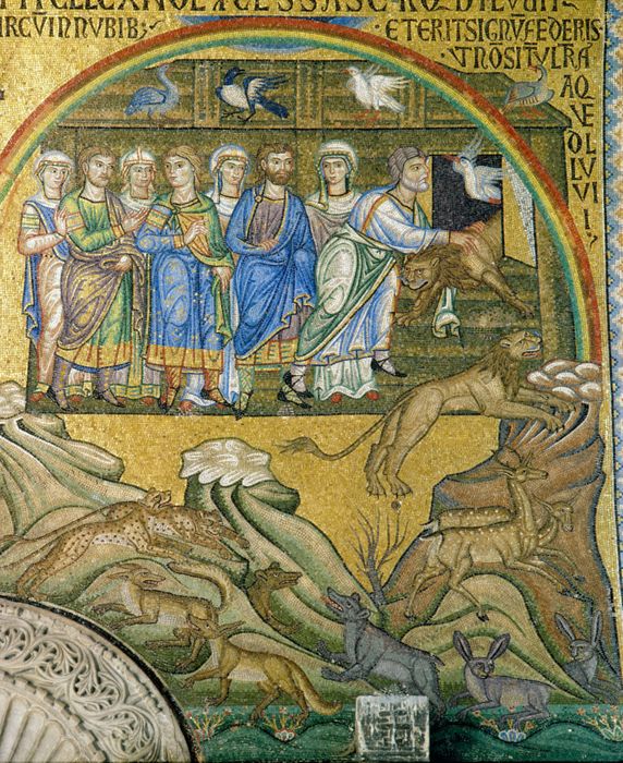 The Rainbow and Noah Freeing the Animals from the Ark, from the south barrel vault, west narthex by Unknown artist