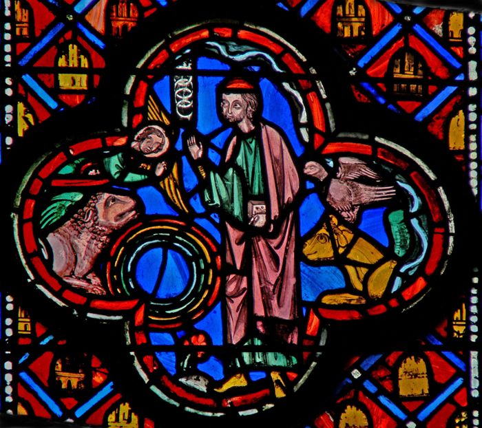 A panel from the Book of Ezekiel Window by Unknown French artist