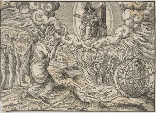 Ezekiel's Vision of the Wheel and the Four Living Creatures by Jost Amman after Melchior Bocksberger