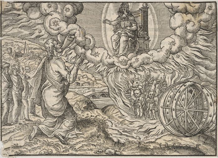 Ezekiel's Vision of the Wheel and the Four Living Creatures by Jost Amman after Melchior Bocksberger