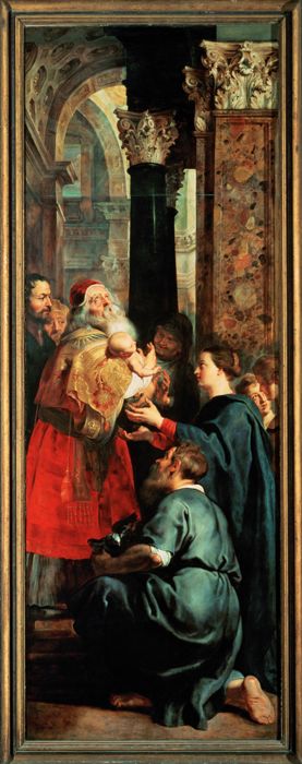 The Presentation of Jesus in the Temple; Right wing of triptych altarpiece of the Deposition by Peter Paul Rubens