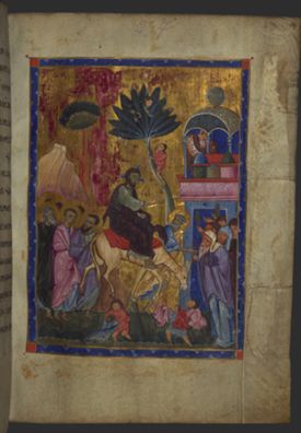 Entry into Jerusalem, from T'oros Roslin Gospels by T'oros Ṙoslin