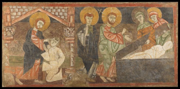 The Healing of the Blind Man and the Raising of Lazarus, from Ermita de San Baudelio de Berlanga, Caltojar by Master of Santa María de Taüll