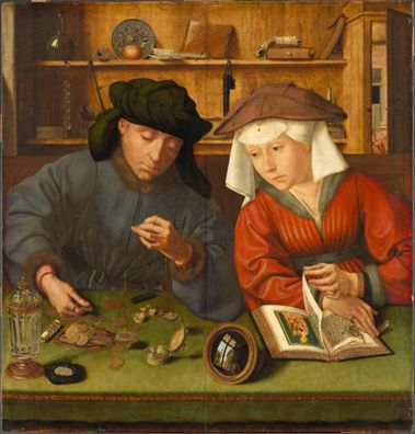 The Moneylender and His Wife by Quinten Metsys