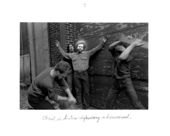 No. 4: Christ is beaten defending a homosexual, from the series Christ in New York by Duane Michals