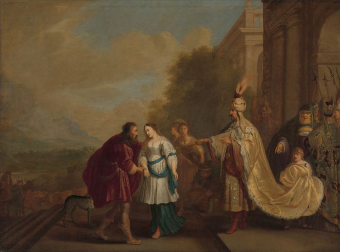 Pharaoh gives Sarah back to Abraham by Isaac Isaacsz.