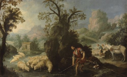 Jacob Laying Peeled Rods before the Flocks of Laban by Bartolomé Esteban Murillo
