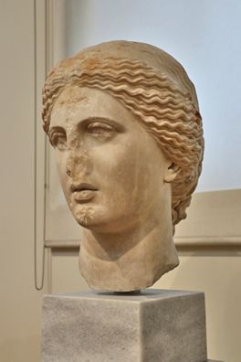 Head of Aphrodite, later carved with a cross, by an unknown Greek artist