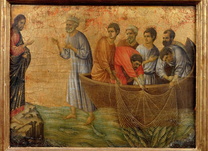 Christ appearing to the Apostles on the Lake of Tiberias, from the Maestà by Duccio