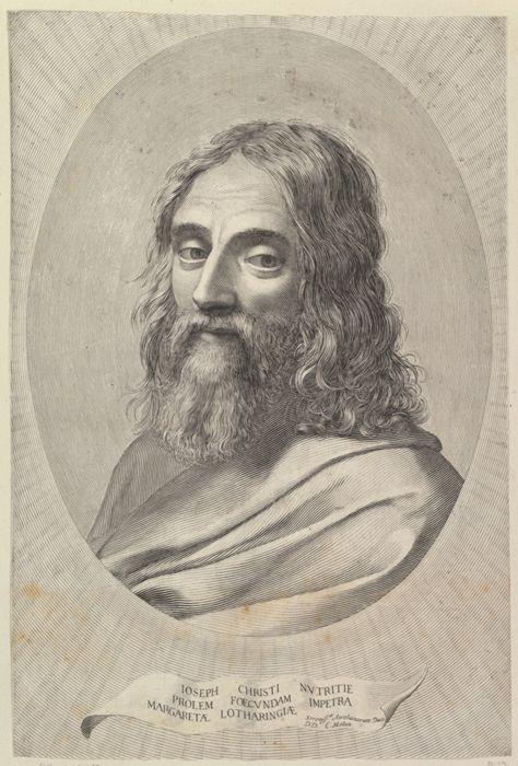 Bust of St Joseph in an Oval, by Claude Mellan