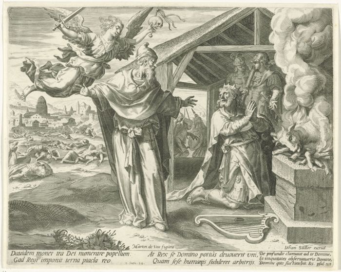 David's Atonement to Avert the Plague, by Aegidius Sadeler I after Maerten de Vos