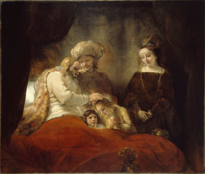 Jacob blesses Ephraim and Manasseh, by Rembrandt van Rijn