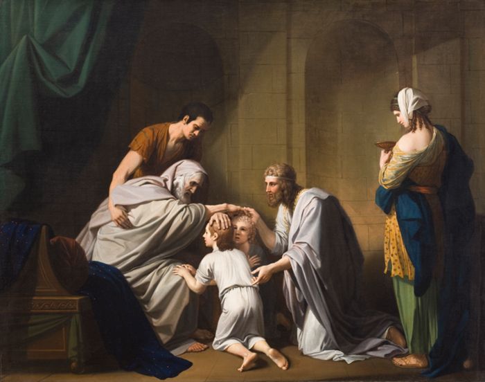 Jacob Blessing Ephraim and Manasseh, by Benjamin West