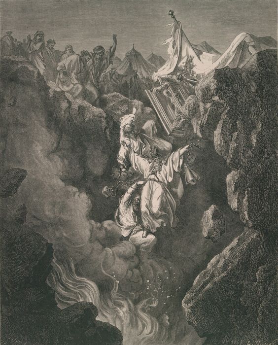 The Death of Korah, Dathan, and Abiram, from Doré Bible, by Gustave Doré