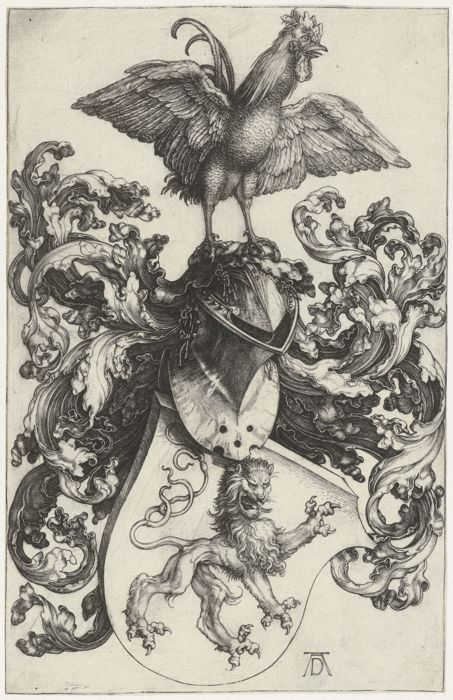 Coat of Arms with a Lion and a Cock by Albrecht Dürer