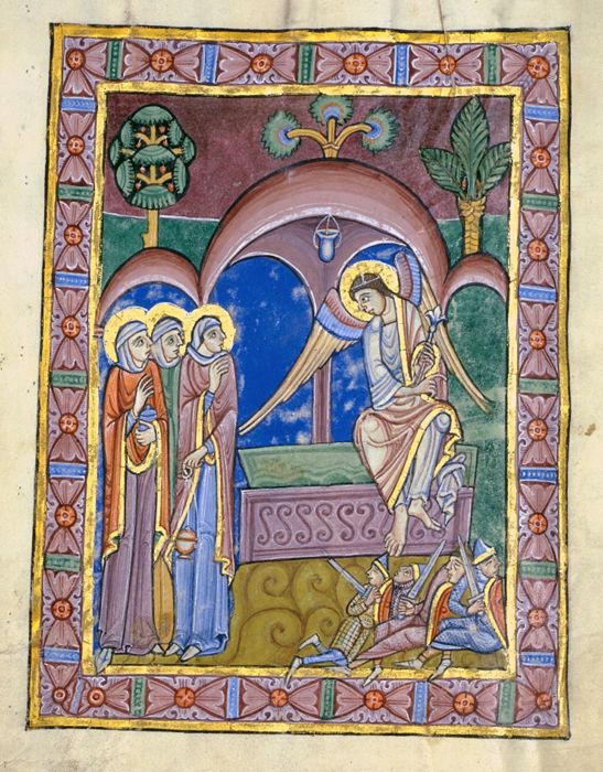 The Three Marys at the Tomb, from the St Albans Psalter, by an Unknown Miniaturist