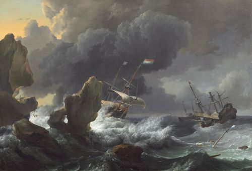 Ships in Distress off a Rocky Coast by Ludolf Backhuysen I
