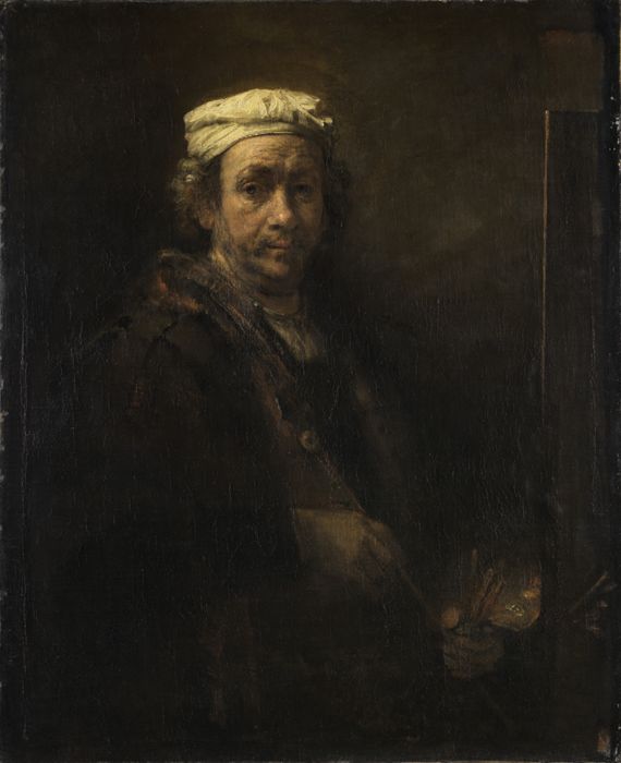 Self-Portrait at the Easel by Rembrandt van Rijn