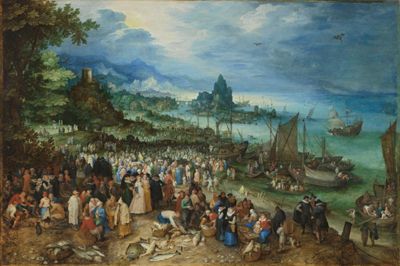 Seaport with the Sermon of Christ (Harbour Scene with Christ Preaching) by Jan Brueghel the Elder 