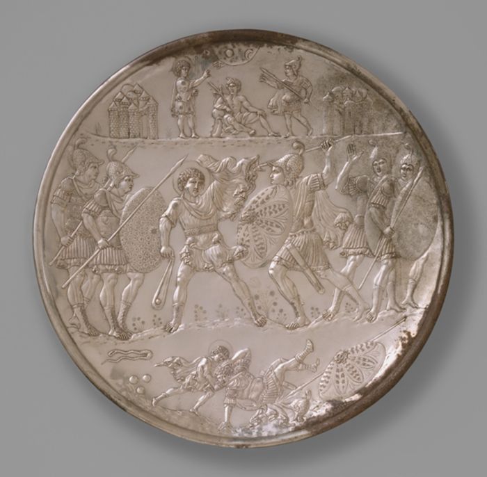 Plate with the Battle of David and Goliath by Unknown artist, Constantinople