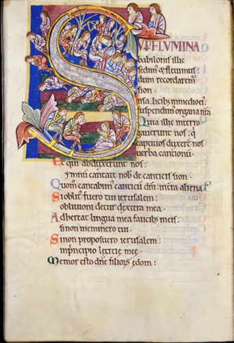 Psalm 136 (Psalm 137) from St Albans Psalter by Unknown English artist 