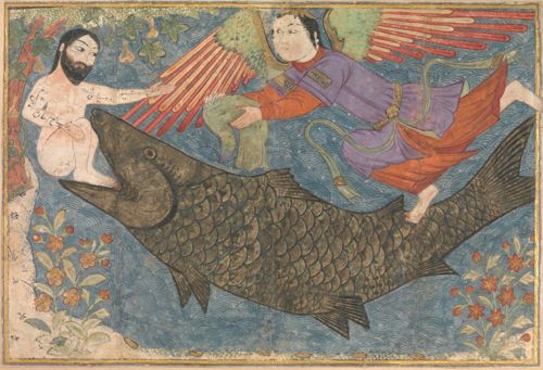 Jonah and the Whale, folio from a Jami al-Tavarikh (Compendium of Chronicles) by Unknown Iranian artist