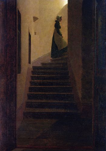 Caroline on the Stairs (Woman Ascending to the Light) by Caspar David Friedrich