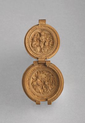 A prayer nut (prayer bead); Christ in the House of Mary and Martha; Noli Me Tangere by Unknown Flemish Artist