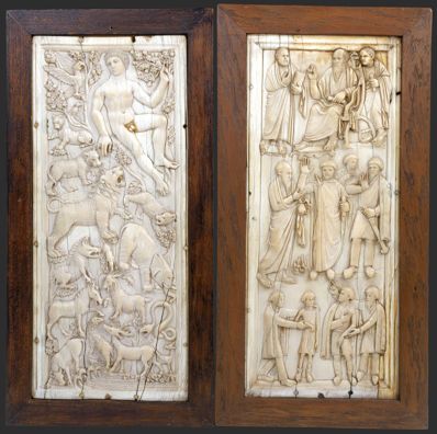 Adam in the Earthly Paradise, diptych valve from the Carrand Diptych by unknown artist