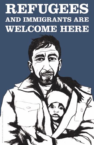 Refugees are welcome here by Micah Bazant