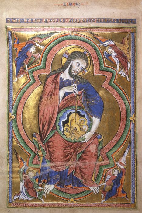 God as Creator of the World with a Compass, from the Bible moralisée by Unknown artist [Paris]