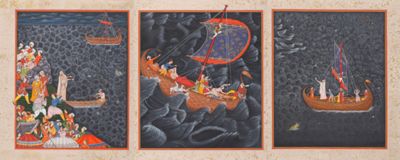 Calming the Storm (Triptych), from Sarmaya commission Issanama by Paul Abraham in collaboration with Manish Soni
