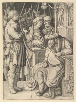 David Playing the Harp Before Saul by Lucas van Leyden 