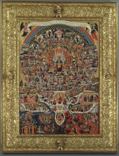 The Hymn to the Virgin Icon; Eπί Σοί Xαίρει…(In Thee Rejoiceth...), an icon depicting a multitude of scenes by Theodoros Poulakis