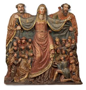 Our Lady of Mercy between Saint Peter and Saint Paul (altarpiece fragment) by Unknown artist, Spain 