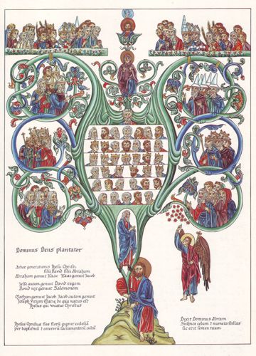 The Genealogy of Christ, from The Garden of Delights (Hortus Deliciarum) by Herrad of Landsberg by Unknown German artist [Herrad of Landsberg]